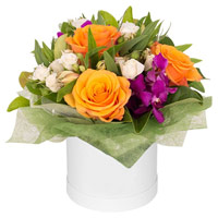 Silky-Smooth Combination of Vivid Flowers in a Hatbox<br>