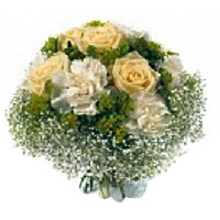 A beautiful bouquet of flowers for special occasions in modern white and cream, ...