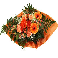 Colour: Orange<br>This gorgeous bouquet is tied with orange roses, orange carnat...