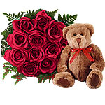 The fresh and pure scent of Roses with bear. This bouquet will make your date mo...