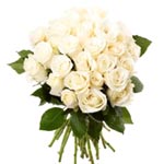 Distinctive Christmas Bouquet of 24 Snow White Roses Greetings