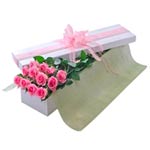 Designed Christmas Greetings of 12 Pink Roses