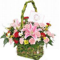 Attractive Mixed Romantic Flowers in a Basket