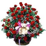 Artful 66 Red Rose Bouquet with a Plush Teddy