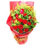 Bright Holiday Collection Flower Bouquet in Red