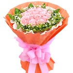 Artistic Bouquet of 19 Pink Roses