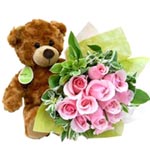 Eye-Catching Bouquet of 12 Baby Pink Roses with a 12
