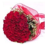 Eye-Catching Display of 51 Red Roses with Greens