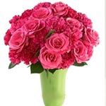Breathtaking Flora Jeweled Bouquet of Hot Pink Flowers