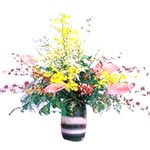 Romantic Bouquet of Colorful Flowers in a Vase
