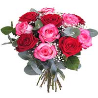 11 red and pink roses carries the message of true and tender love. The bouquet i...