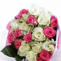 Bouquet of white and pink Roses. Works well as gifts such as marriage....