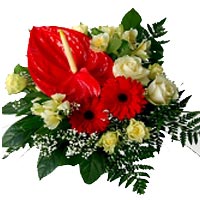 Bouquet of Anthurium, MiniGerberas and Roses....