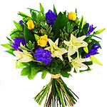 Blue n Yellow Fresh Flowers Bouquet to Liven ur Summer Spirits n Set u in a mode...