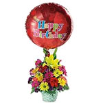 A special birthday bouquet with flowers n ballons - a nice way to express warm b...
