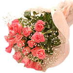Beautiful bunch of 12 Pink roses is just perfect to touch ur heart n fill it wit...