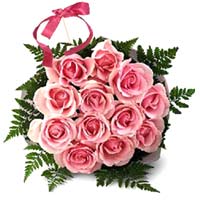 Pink was chosen partially in this bouquet of 12 roses, because it is so strongly...
