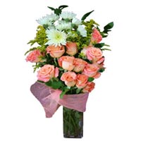 A nice mixture of 12 roses and solidagos is the best way to remember your loved ...