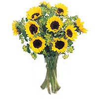 A bouquet of sunflowers herald sunny summer days. This carefree bouquet sends ch...