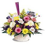 A beautiful basket full of chrysanthemums flowers. Available all year round....