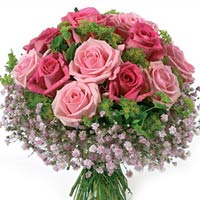 Words dont come easy..<br>Roses  and greenery are the main components of this b...