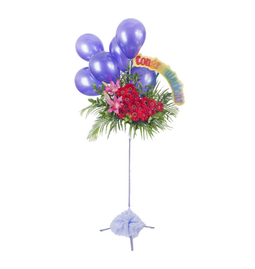 Stand of Gerberas and Balloons