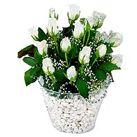 name:- Dance with white White Roses. In this basket 15 roses arranged very nicel...