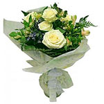 If you want to impress someone, then send this bouquet of white roses with green...