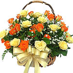 This summer smile basket is made up of Roses and Carnations and beautifuly arran...