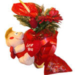 It is a lovely gift to send to any flower lover. The bear will remind her of you...