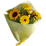 This wonderful basket filled with bright yellow flowers is so cheerful it will m...