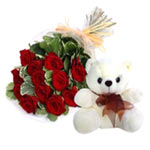 Red Roses With Teddy Bear