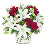 Lovely White Lilies And Red Roses