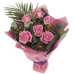 Six Pink Roses Bouquet