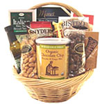 A basket with 9 items including various kinds of c...