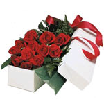 Fine present of one dozen deluxe roses box with ribbon...