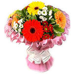 Breathtaking Bouquet of Bright Luminous 12 Colorful Gerberas and Daisies