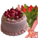 Meringue Cake + 12 Roses Bouquet
