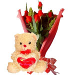Special Offer: Plush Toy + Six Roses Bouquet