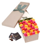Attractive 36 Mixed Roses Box  with Long Stem