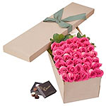 Pretty 36 Pink Roses Box  with Long Stem