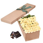 Graceful 36 white Roses Box  with Long Stem