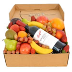 Classic Fruit Hamper With Red Wine