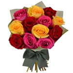 Long Stemmed Bouquet Red Yellow & Pink 12