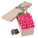 Long Stemmed Roses Gift Box Pink 36