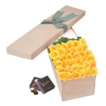 Long Stemmed Roses Gift Box Yellow 36