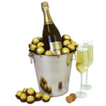 Chandon Brut NV 750ml, Sparkling wine flutes x 2, Ferrero Rocher 200g, Presented...