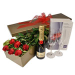 6 Long Stem Red Roses, 2 Schott'S Glasses, 1 Moet ...