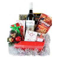 Voluptuous Festive Treat Gift Hamper with a Bottle of Wine<br>