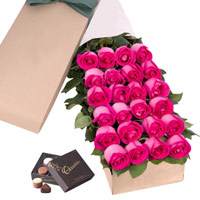 Sun-Kissed Gift Box of 24 Pink Long Stemmed Roses